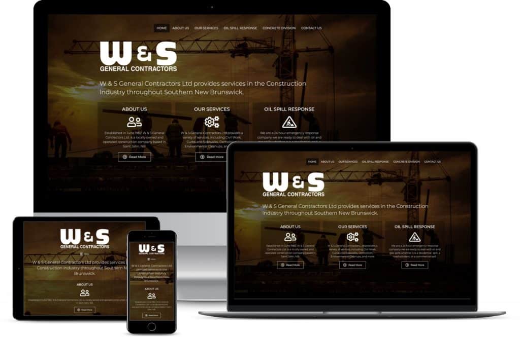W & S General Contractors Website Design Displayed On Multiple Devices