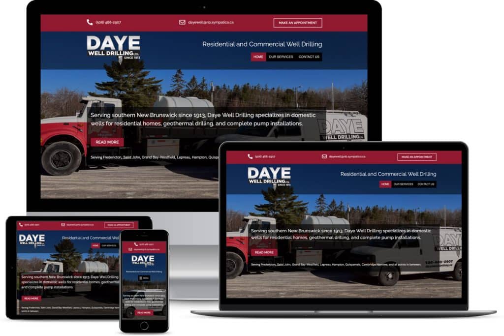 Daye Well Drilling website design displayed on multiple devices