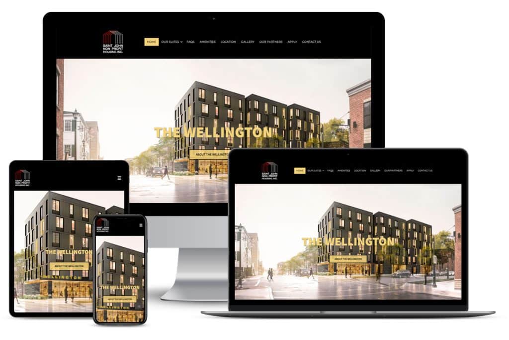 The Wellington website design displayed on various devices.