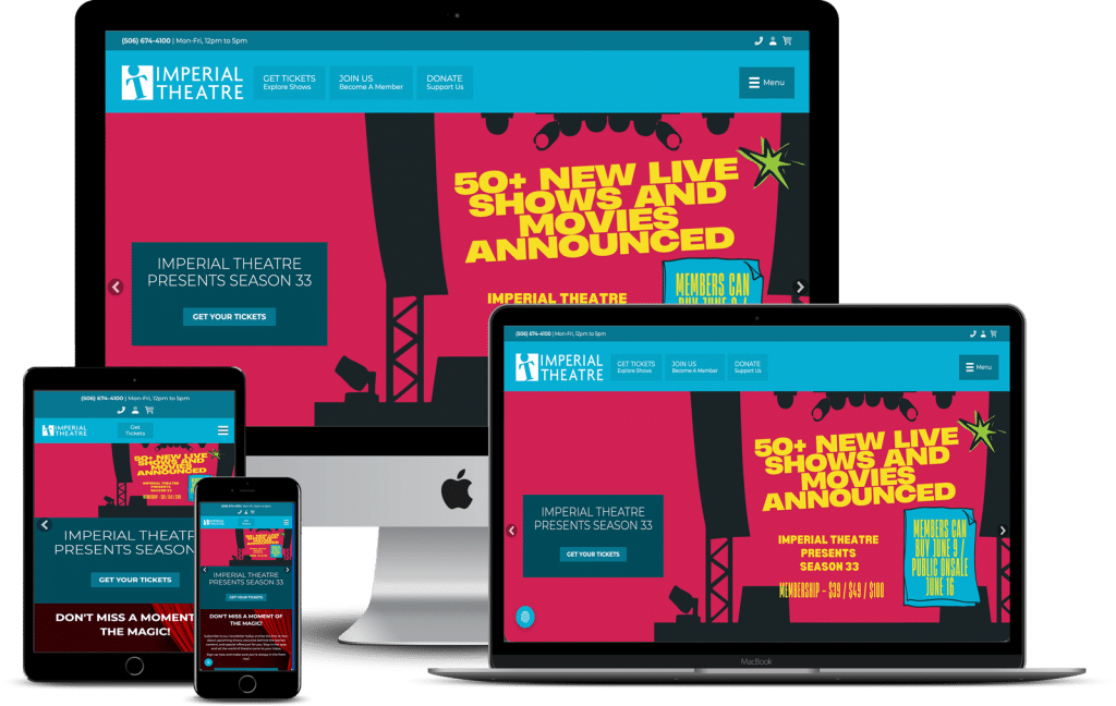 Imperial Theatre website designed and developed by The Pridham Group in Saint John, NB